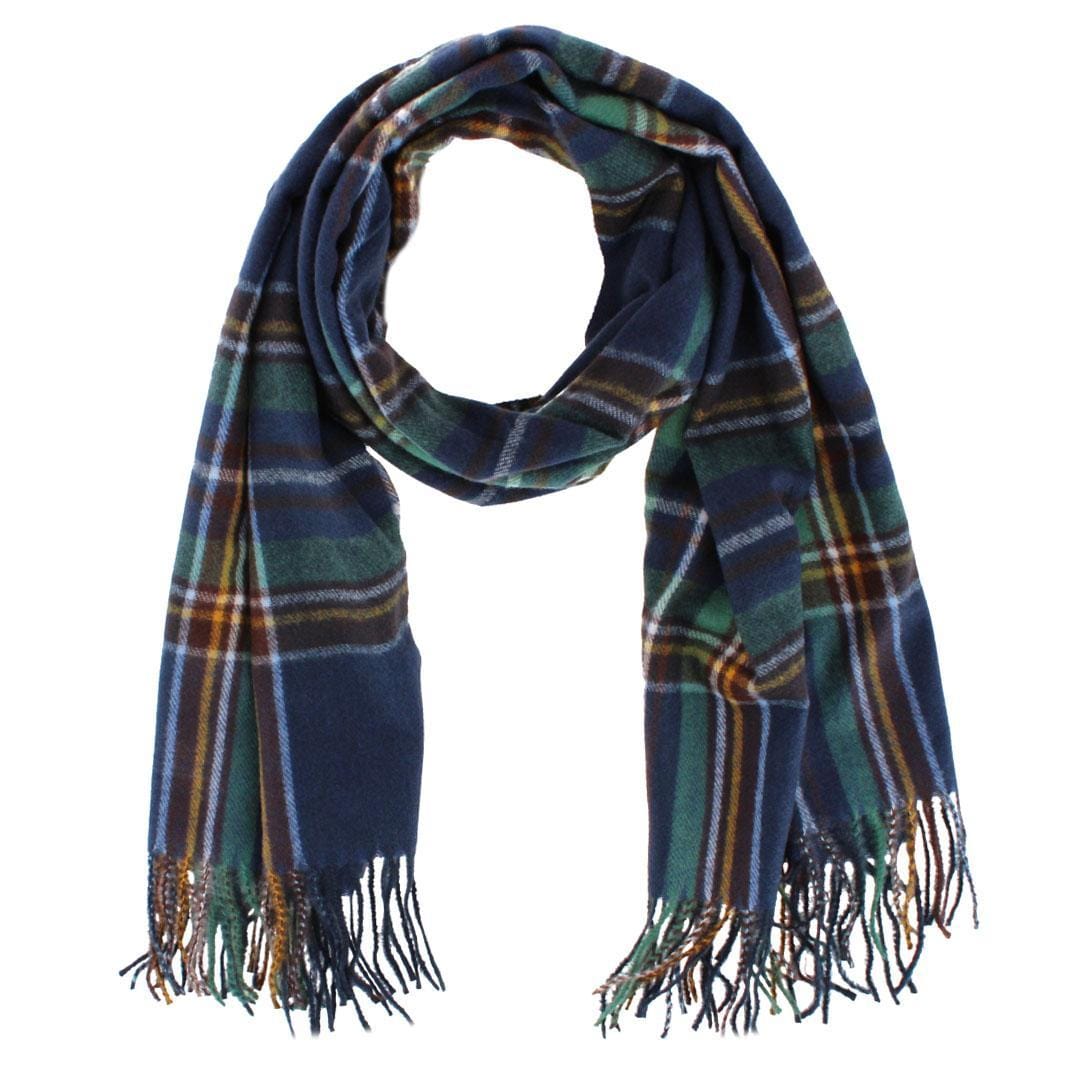 CTM® Adult Classic Plaid Soft Winter Scarf with Fringe - Navy
