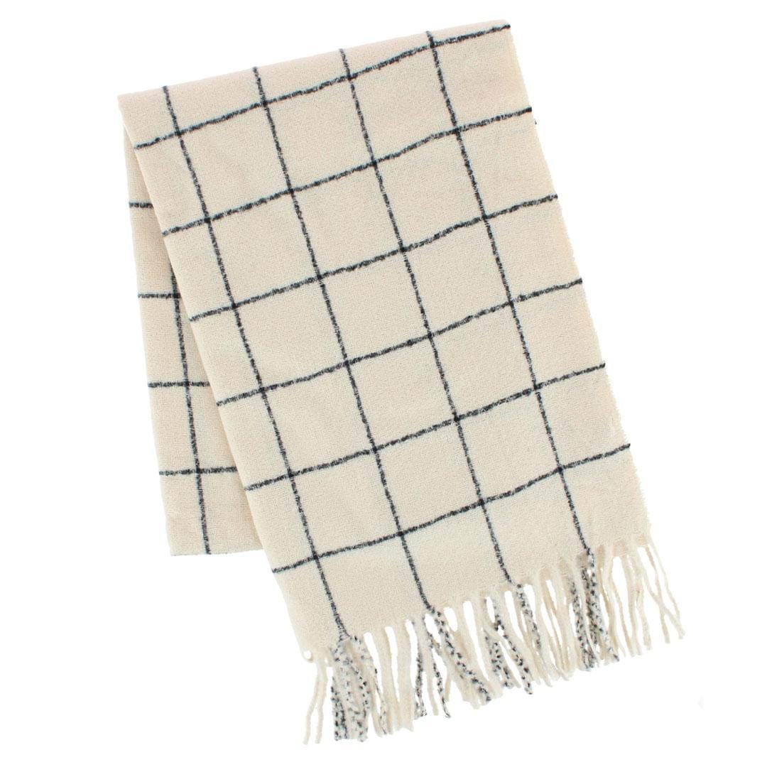 CTM® Adult Grid Pattern Soft Winter Scarf with Fringe