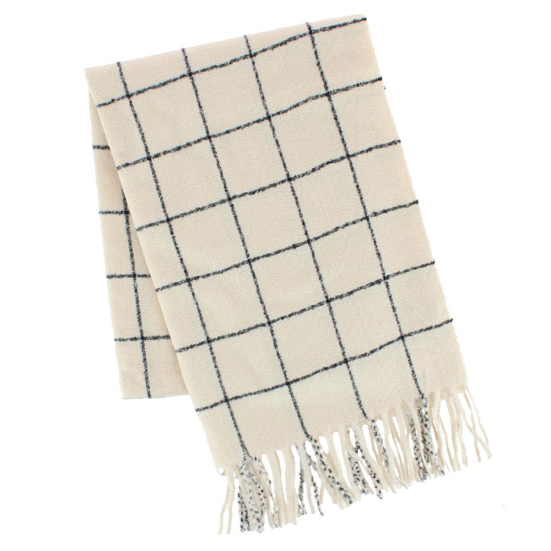 CTM® Adult Grid Pattern Soft Winter Scarf with Fringe