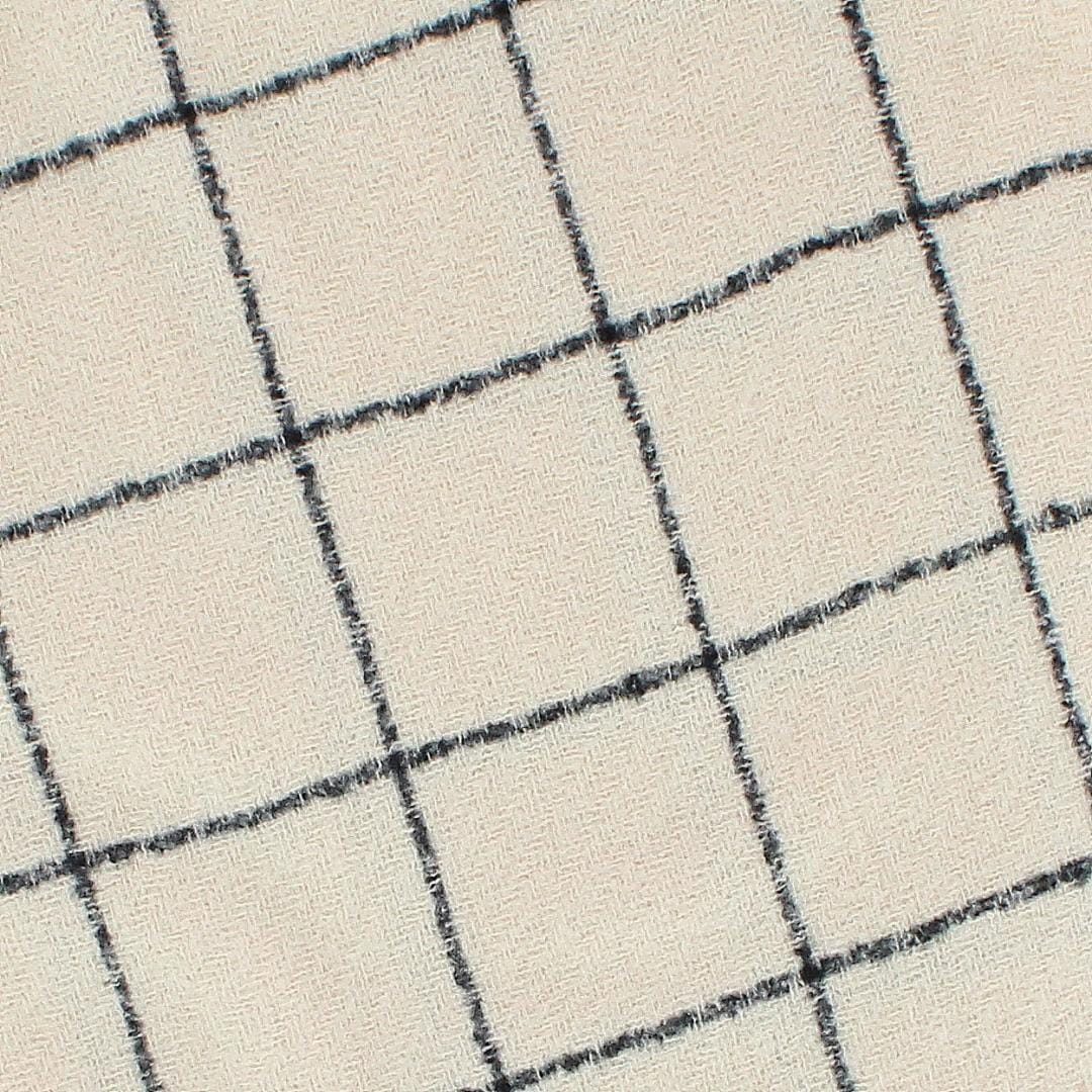 CTM® Adult Grid Pattern Soft Winter Scarf with Fringe - Cream
