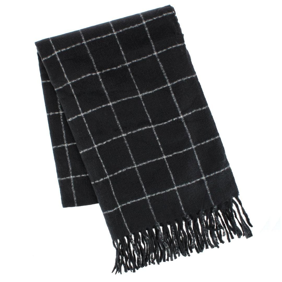 Adult Grid Pattern Soft Winter Scarf with Fringe
