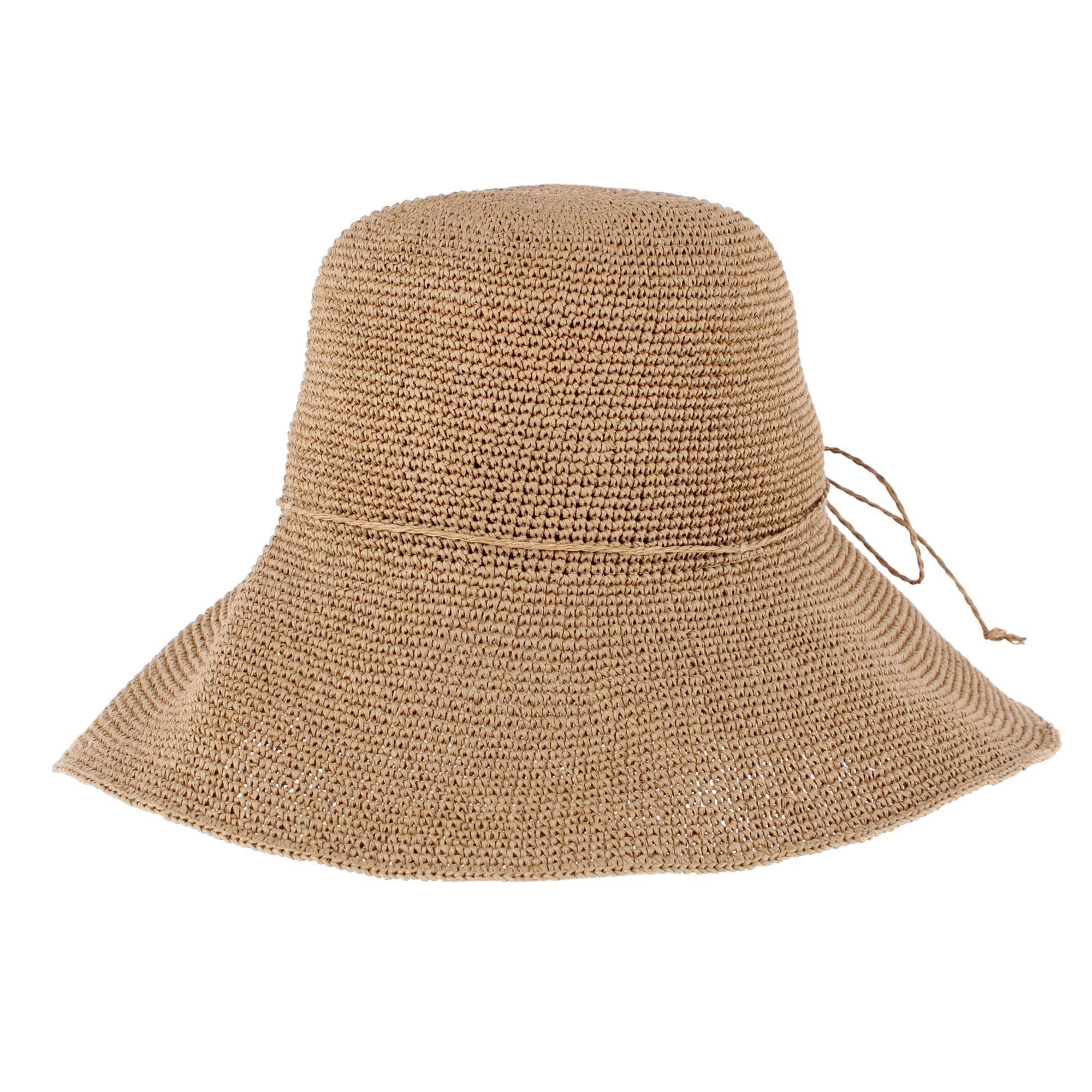 CTM® Women's Toyo Straw Crocheted Sun Hat with Shapeable Brim - Dark Natural