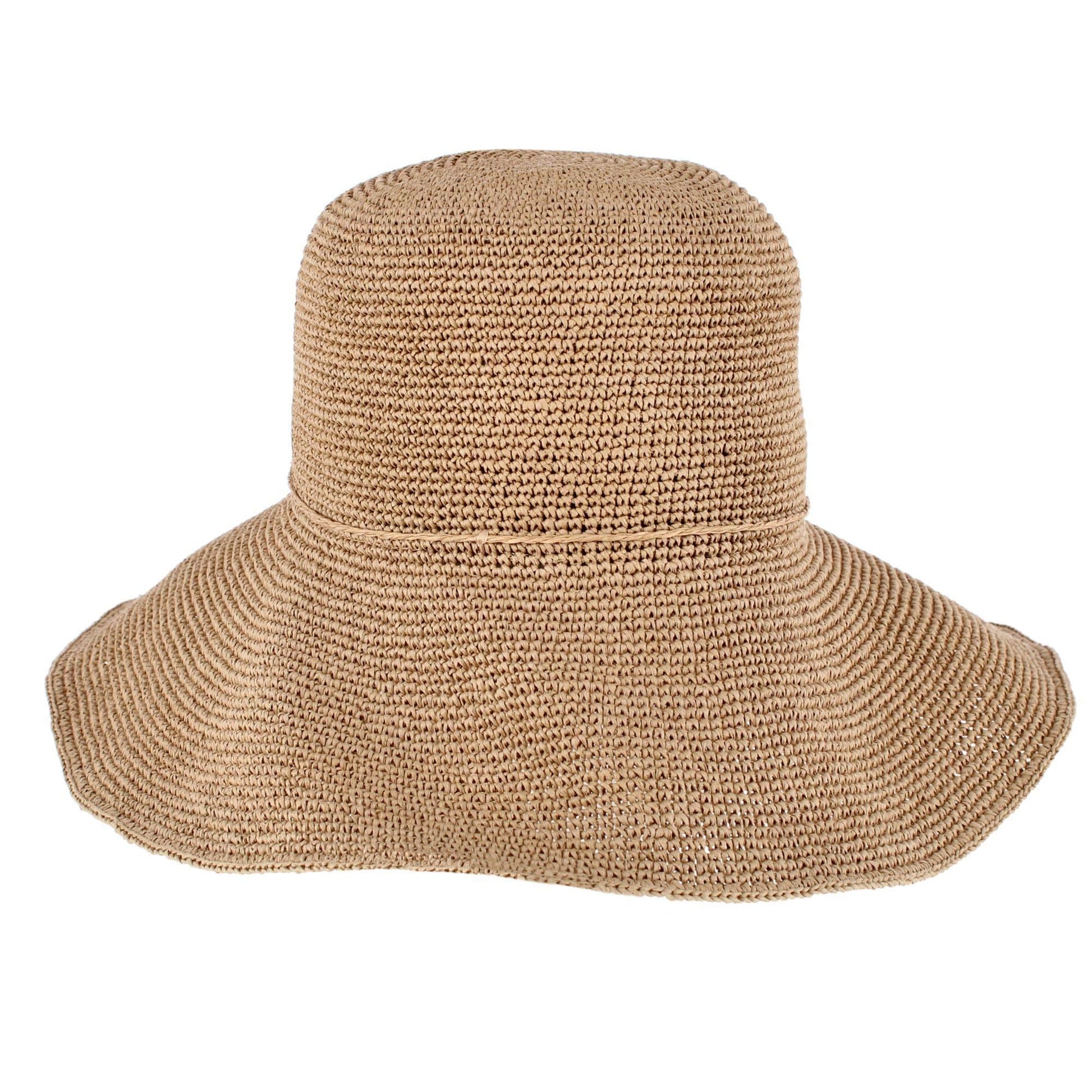 CTM® Women's Toyo Straw Crocheted Sun Hat with Shapeable Brim - Dark Natural