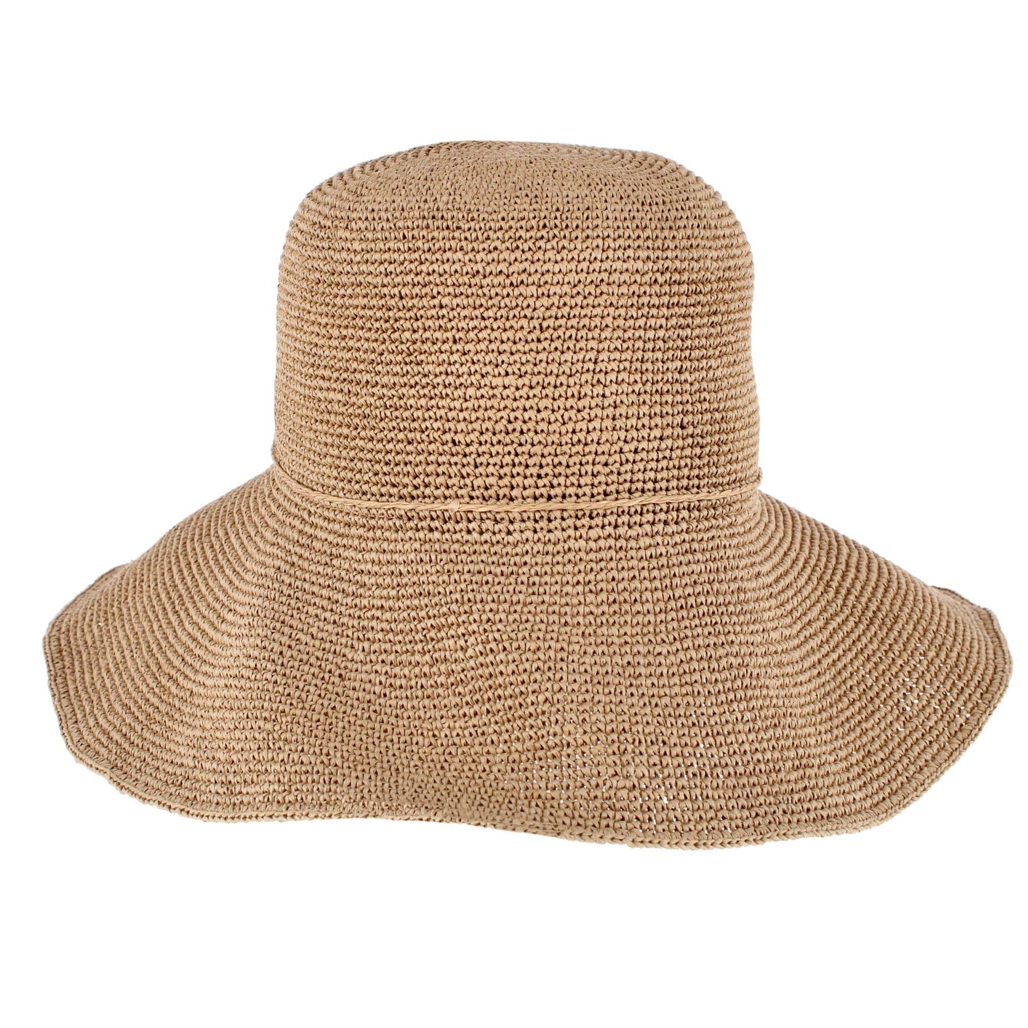 CTM® Women's Toyo Straw Crocheted Sun Hat with Shapeable Brim - Dark Natural