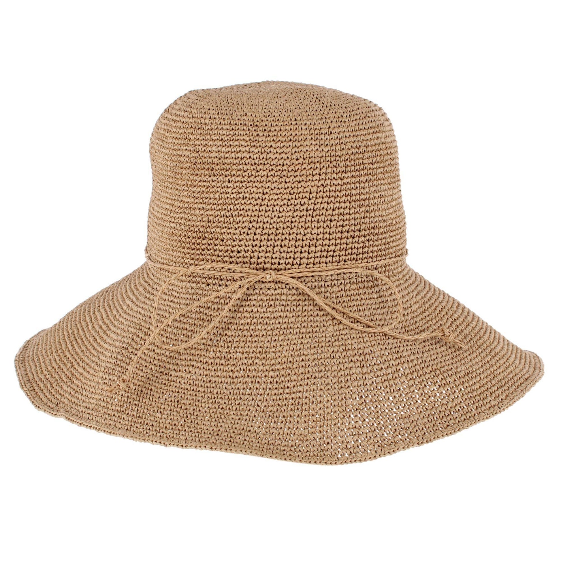 CTM® Women's Toyo Straw Crocheted Sun Hat with Shapeable Brim - Dark Natural