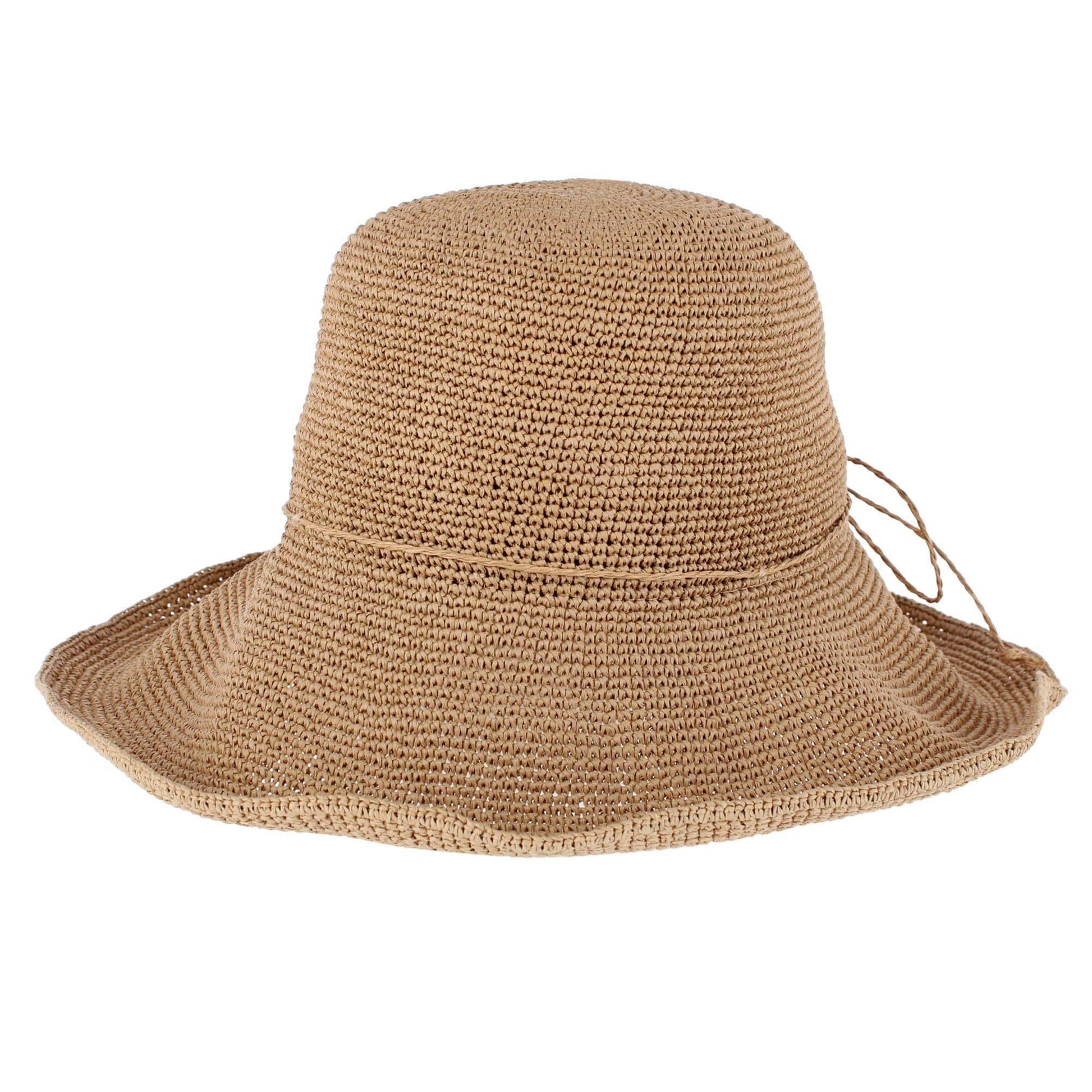 CTM® Women's Toyo Straw Crocheted Sun Hat with Shapeable Brim - Dark Natural