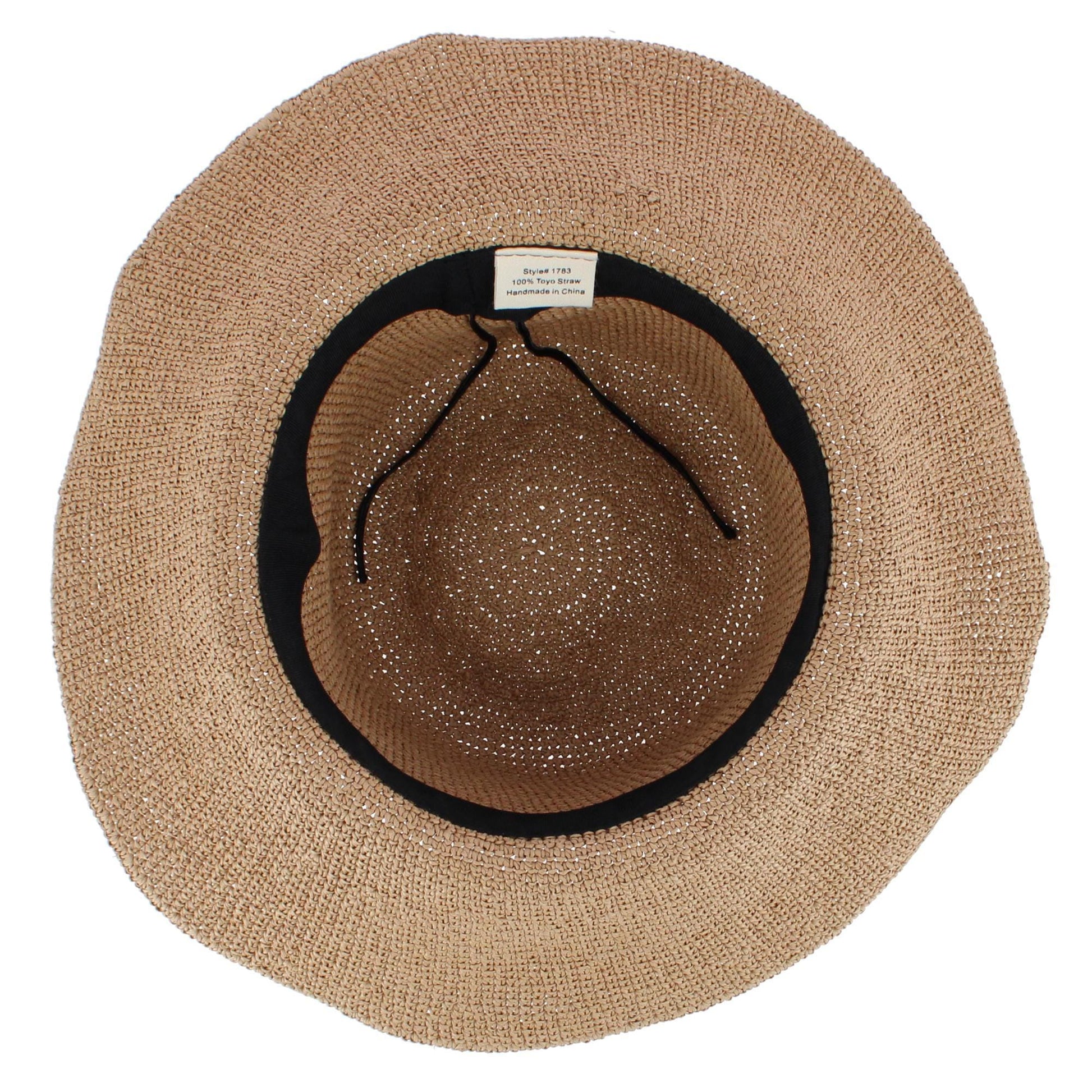 CTM® Women's Toyo Straw Crocheted Sun Hat with Shapeable Brim - Dark Natural