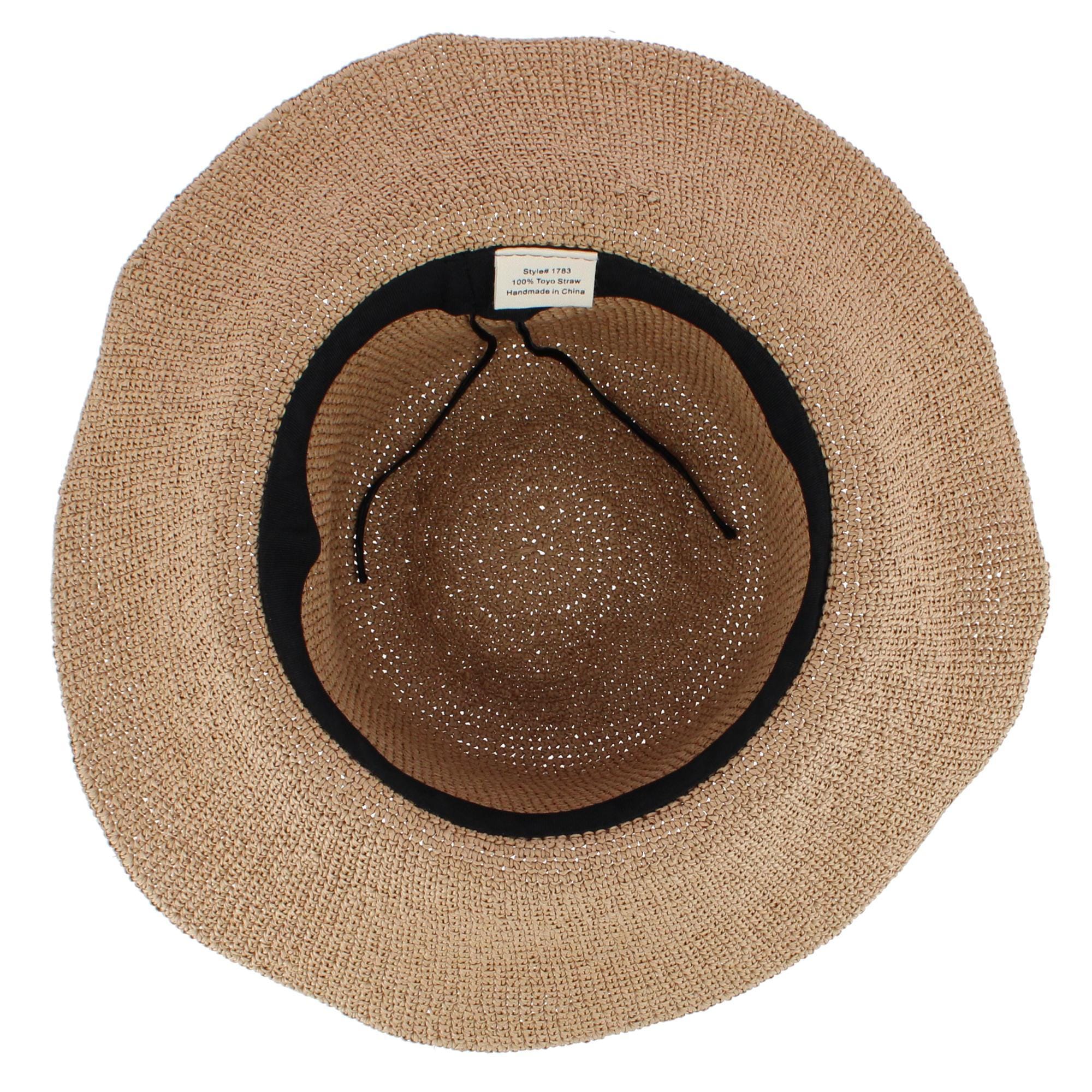 CTM® Women's Toyo Straw Crocheted Sun Hat with Shapeable Brim - Dark Natural