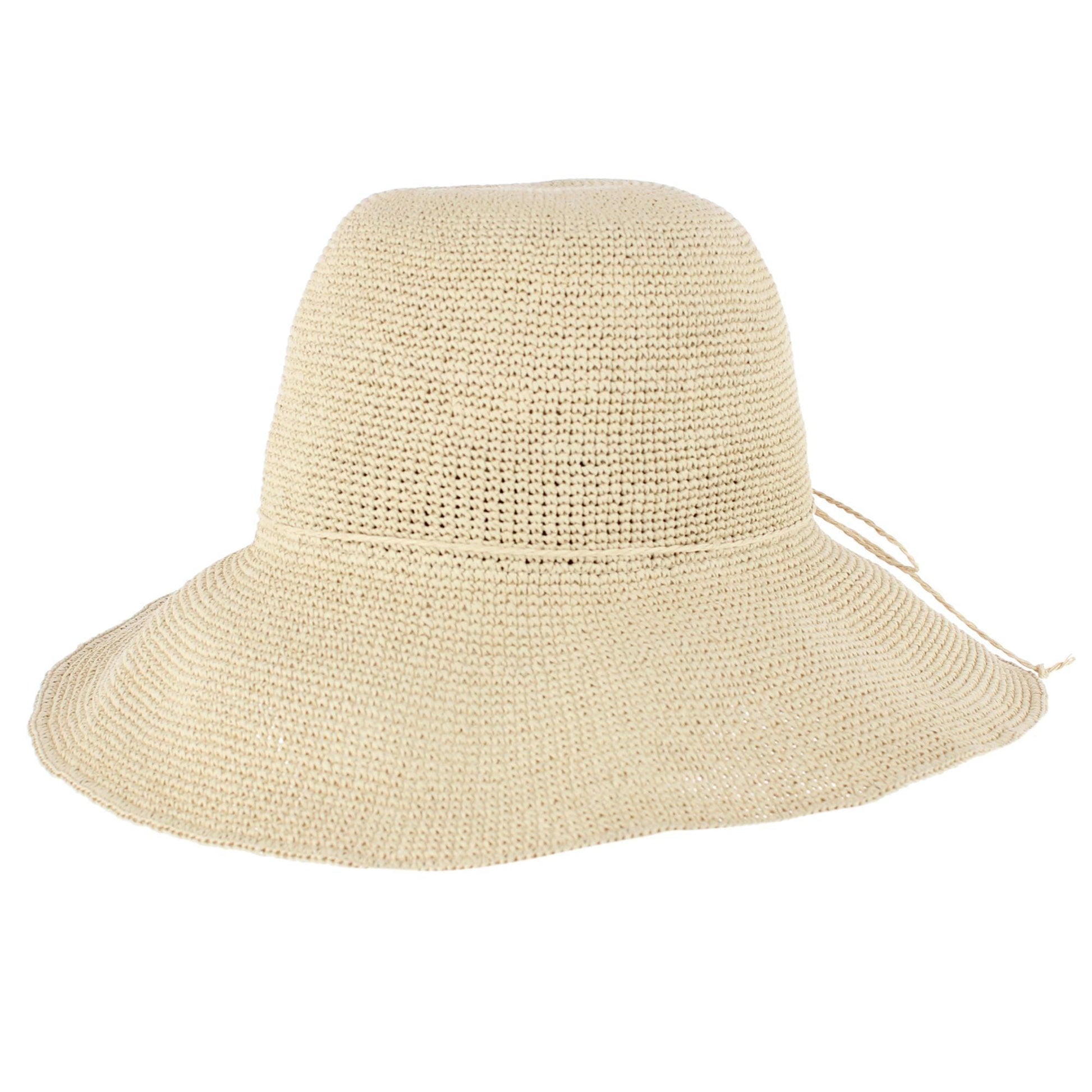 CTM® Women's Toyo Straw Crocheted Sun Hat with Shapeable Brim - Light Natural