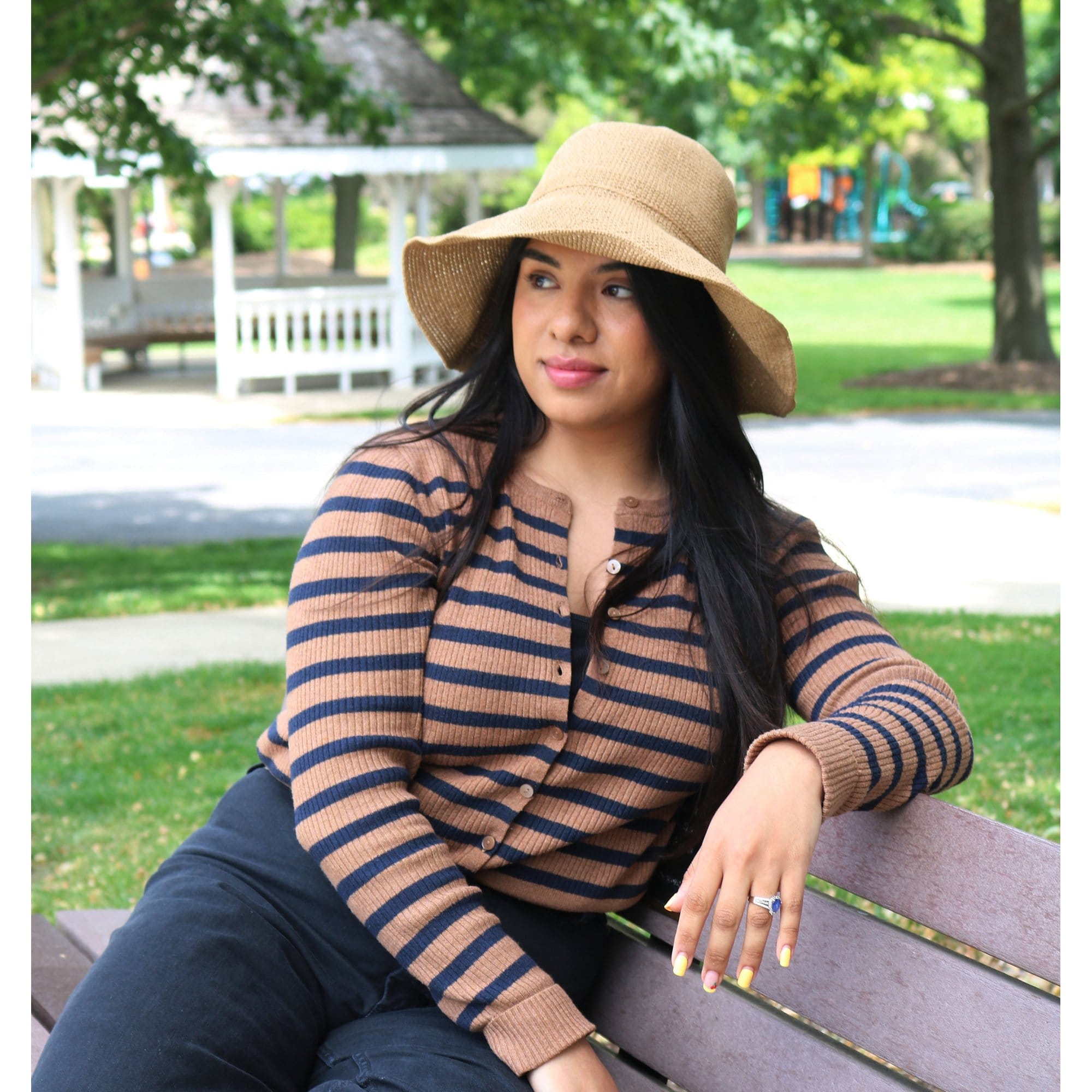 CTM® Women's Toyo Straw Crocheted Sun Hat with Shapeable Brim - Light Natural