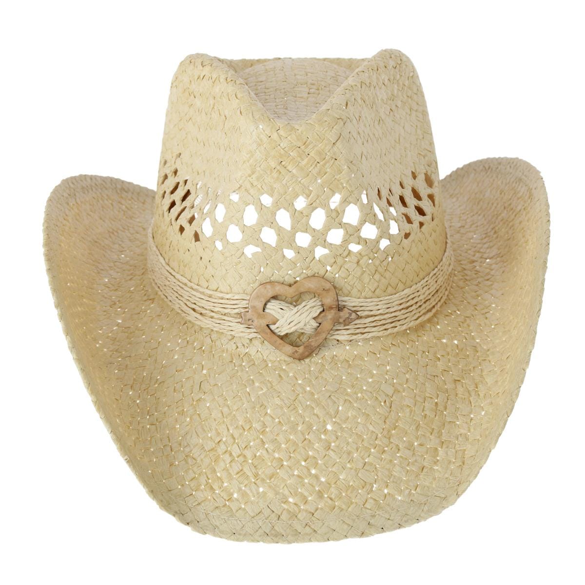 CTM® Women's Western Straw Cowboy Hat with Heart Concho - Natural