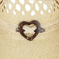 CTM® Women's Western Straw Cowboy Hat with Heart Concho - Natural