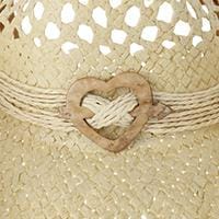 CTM® Women's Western Straw Cowboy Hat with Heart Concho - Natural