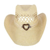 Women's Western Straw Cowboy Hat with Heart Concho