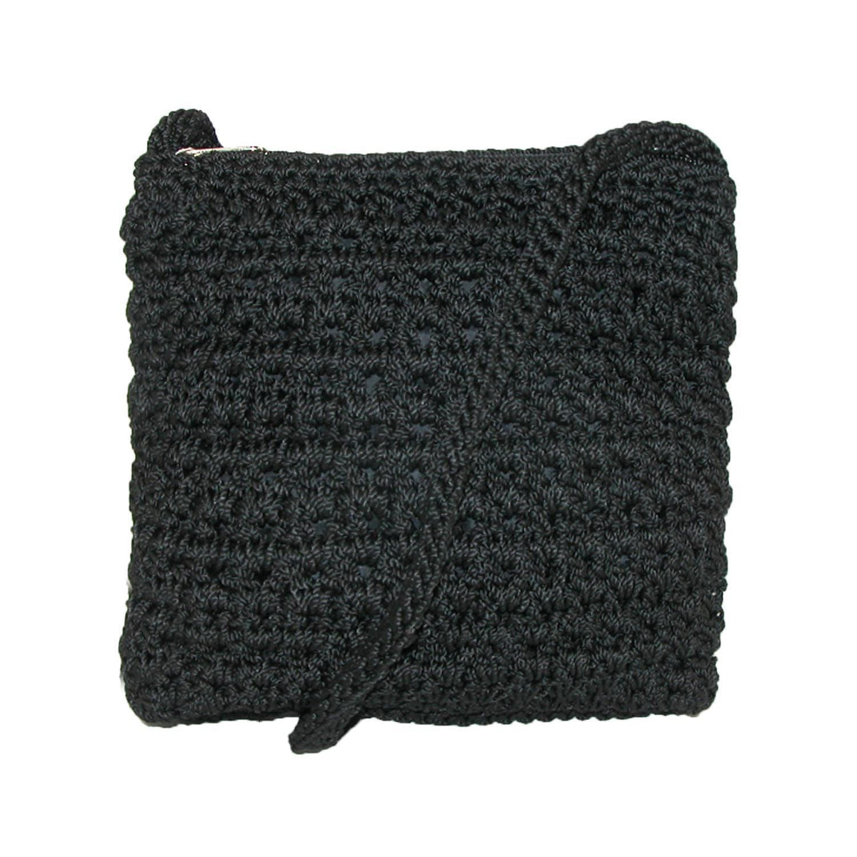 CTM® Women's Crochet Crossbody Handbag Boho Casual Shoulder Bag - Black