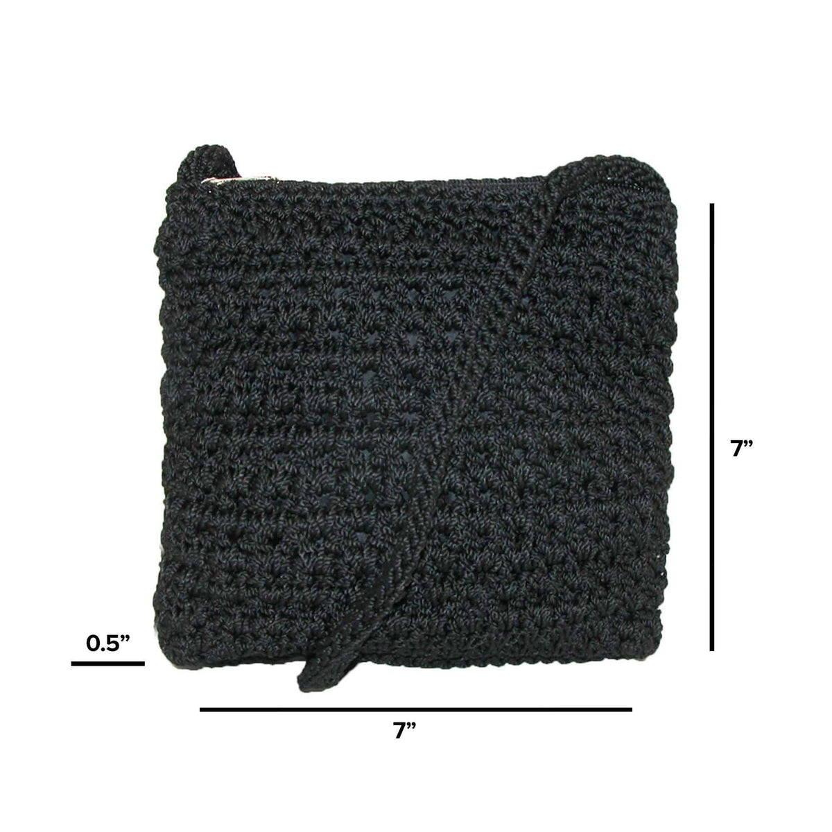 CTM® Women's Crochet Crossbody Handbag Boho Casual Shoulder Bag - Black