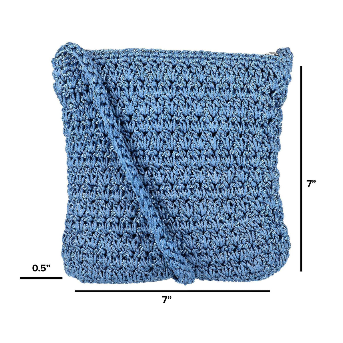 CTM® Women's Crochet Crossbody Handbag Boho Casual Shoulder Bag - Denim