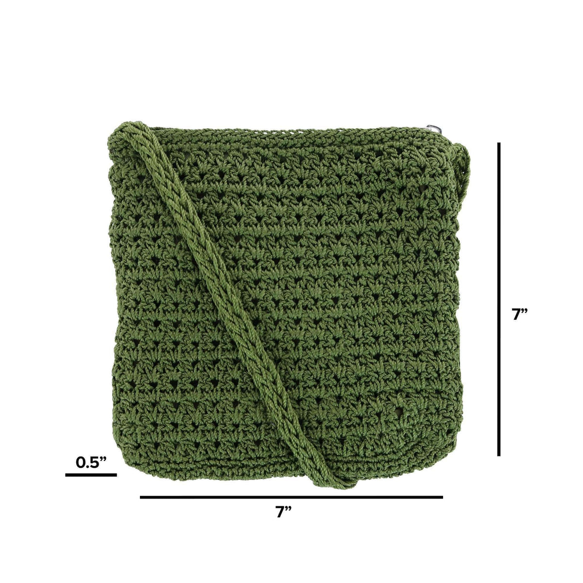 CTM® Women's Crochet Crossbody Handbag Boho Casual Shoulder Bag - Army Green