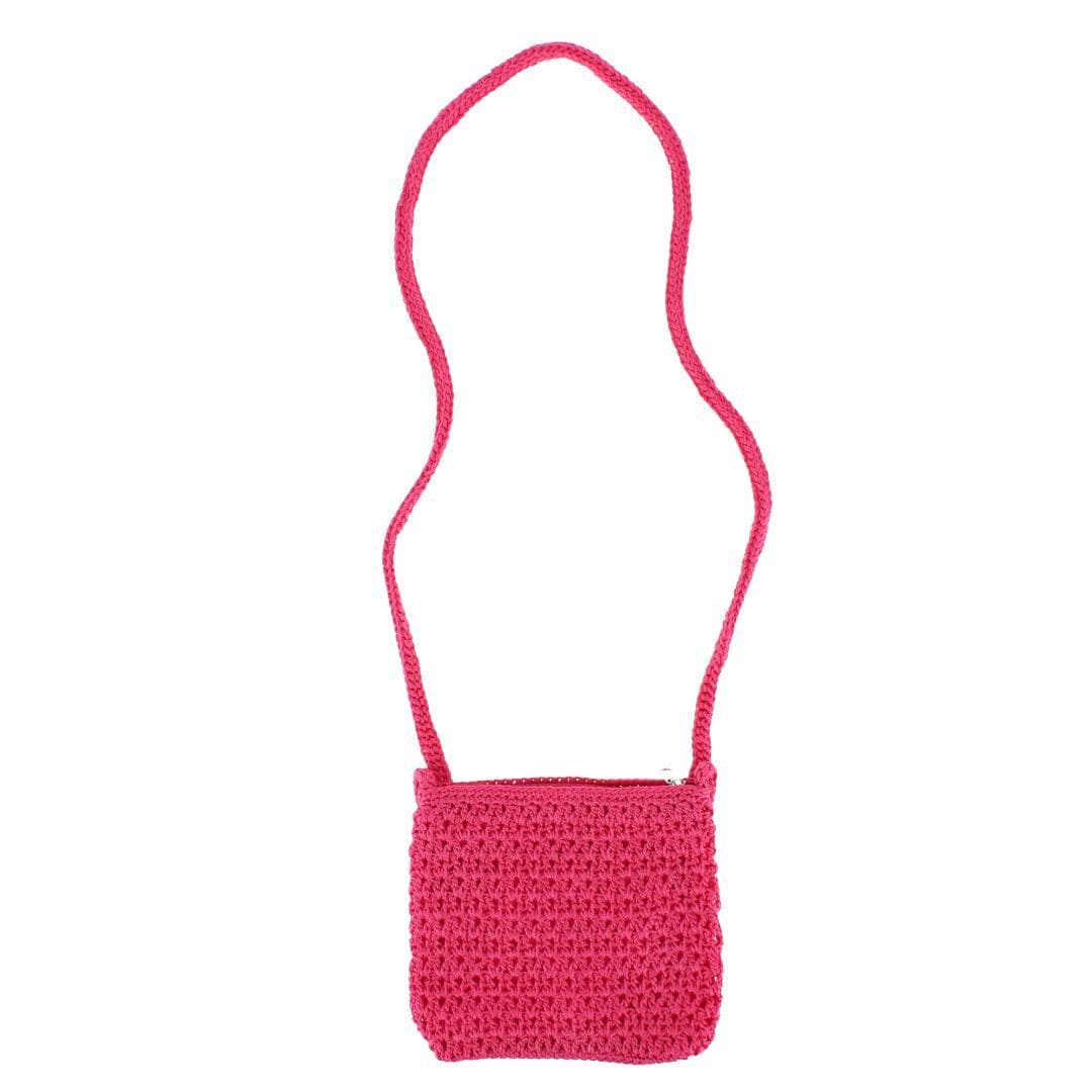 CTM® Women's Crochet Crossbody Handbag Boho Casual Shoulder Bag - Hot Pink
