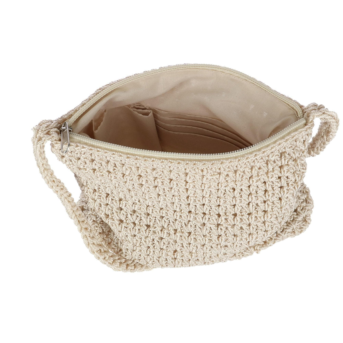 CTM® Women's Crochet Crossbody Handbag Boho Casual Shoulder Bag - Ivory