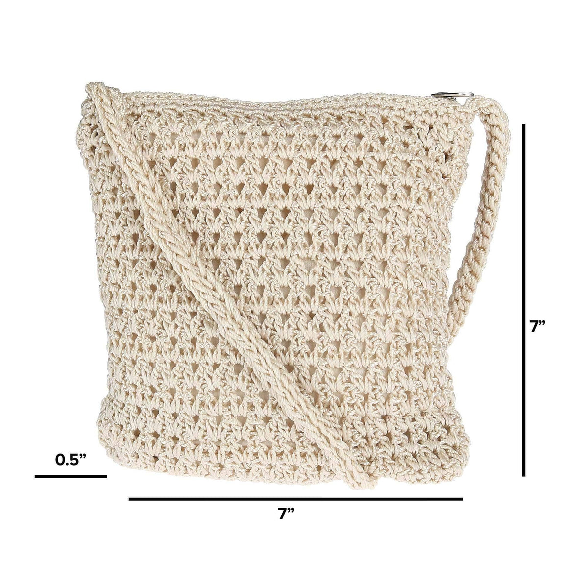 CTM® Women's Crochet Crossbody Handbag Boho Casual Shoulder Bag - Ivory