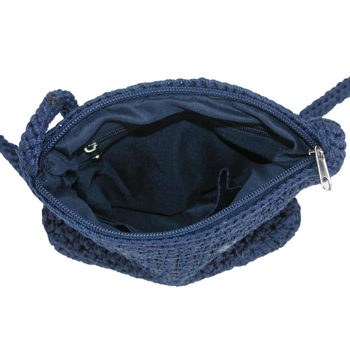 CTM® Women's Crochet Crossbody Handbag Boho Casual Shoulder Bag - Navy