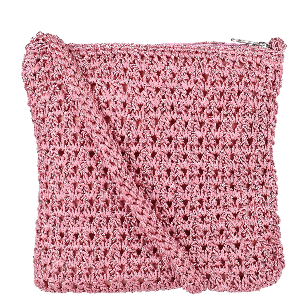 CTM® Women's Crochet Crossbody Handbag Boho Casual Shoulder Bag - Rose