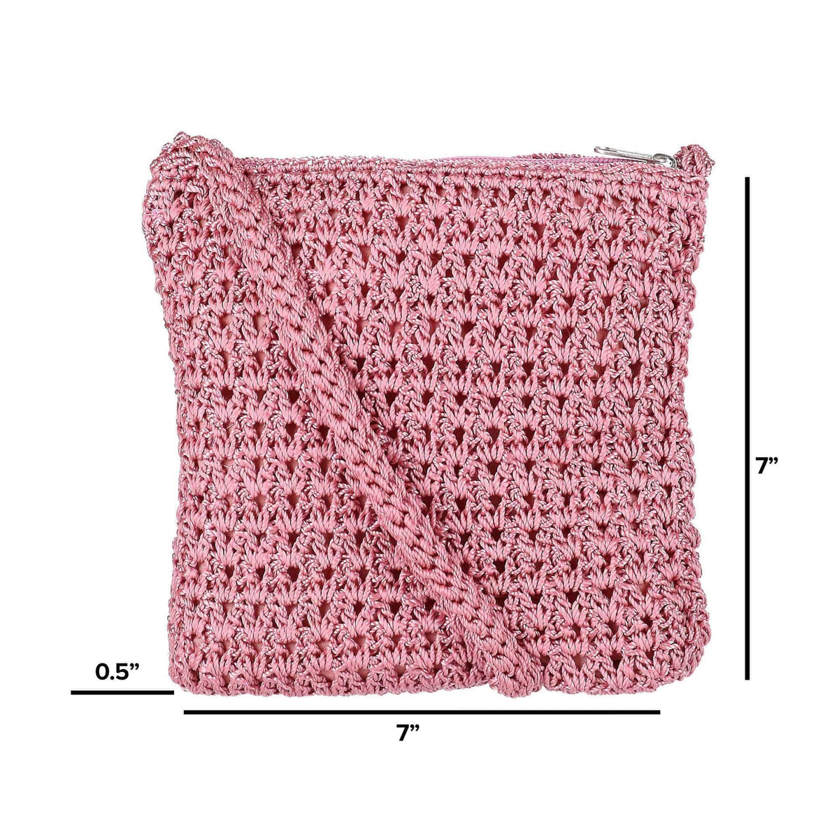 CTM® Women's Crochet Crossbody Handbag Boho Casual Shoulder Bag - Rose