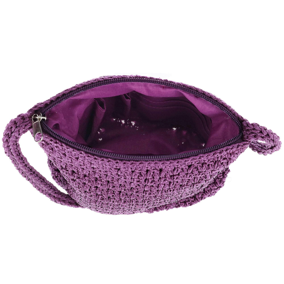 CTM® Women's Crochet Crossbody Handbag Boho Casual Shoulder Bag - Purple