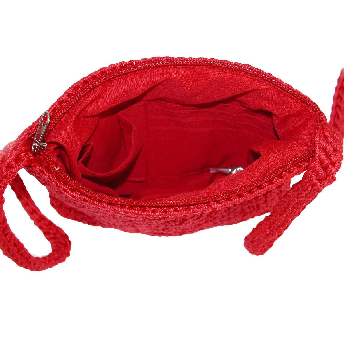 CTM® Women's Crochet Crossbody Handbag Boho Casual Shoulder Bag - Red