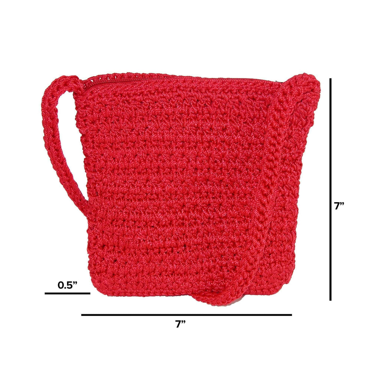 CTM® Women's Crochet Crossbody Handbag Boho Casual Shoulder Bag - Red