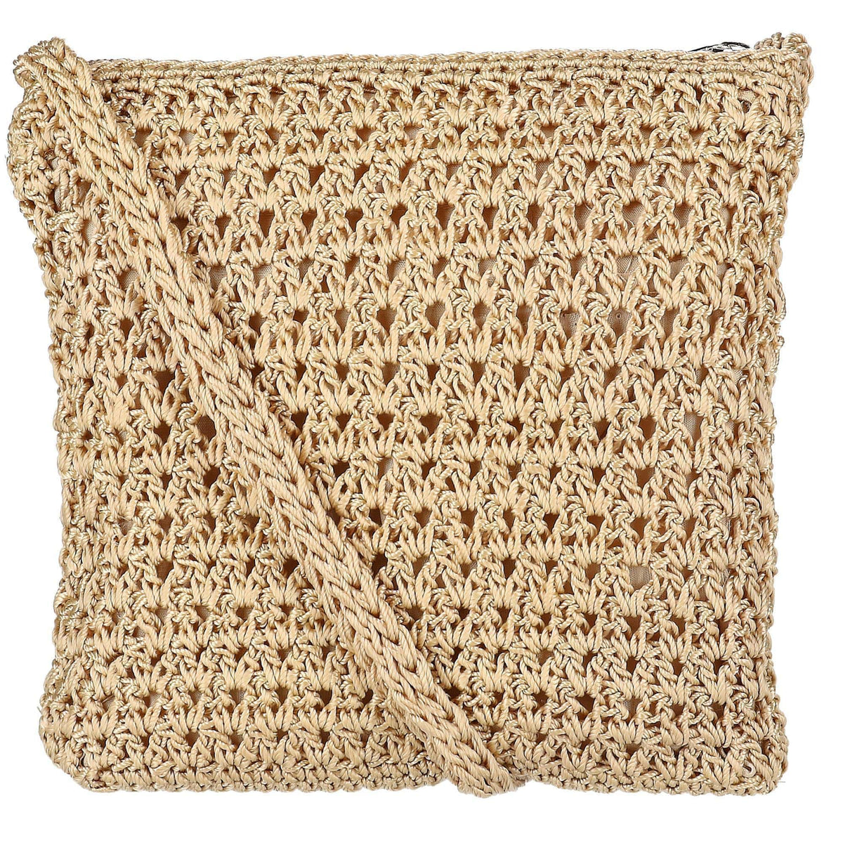 CTM® Women's Crochet Crossbody Handbag Boho Casual Shoulder Bag - Camel