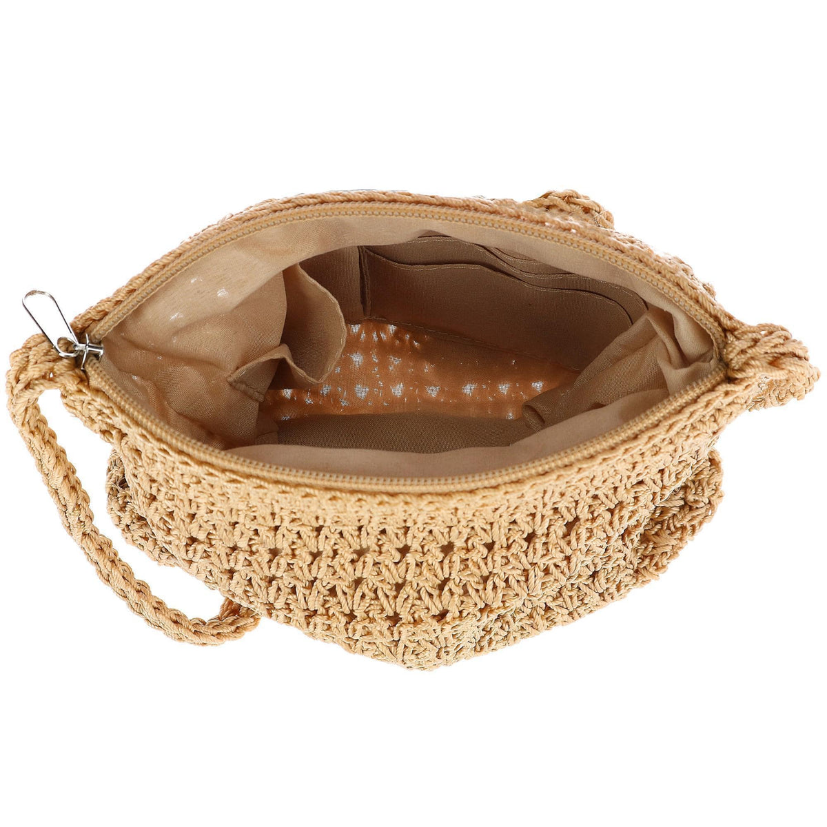 CTM® Women's Crochet Crossbody Handbag Boho Casual Shoulder Bag - Camel