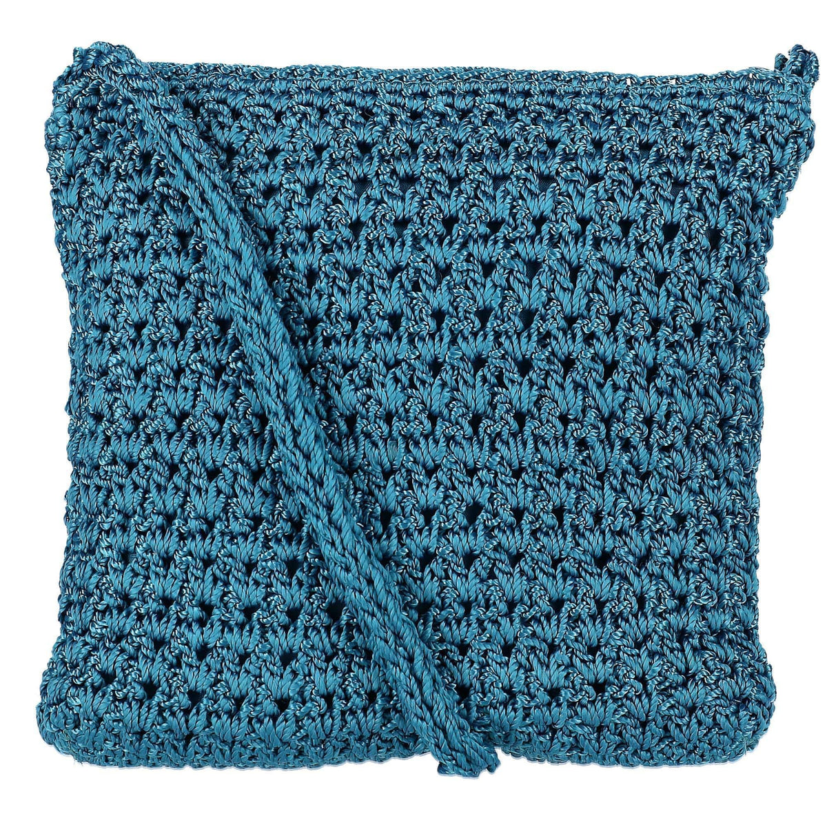 CTM® Women's Crochet Crossbody Handbag Boho Casual Shoulder Bag - Teal