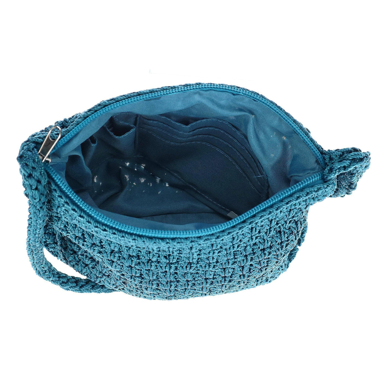 CTM® Women's Crochet Crossbody Handbag Boho Casual Shoulder Bag - Teal