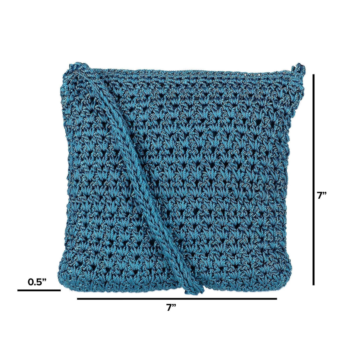 CTM® Women's Crochet Crossbody Handbag Boho Casual Shoulder Bag - Teal