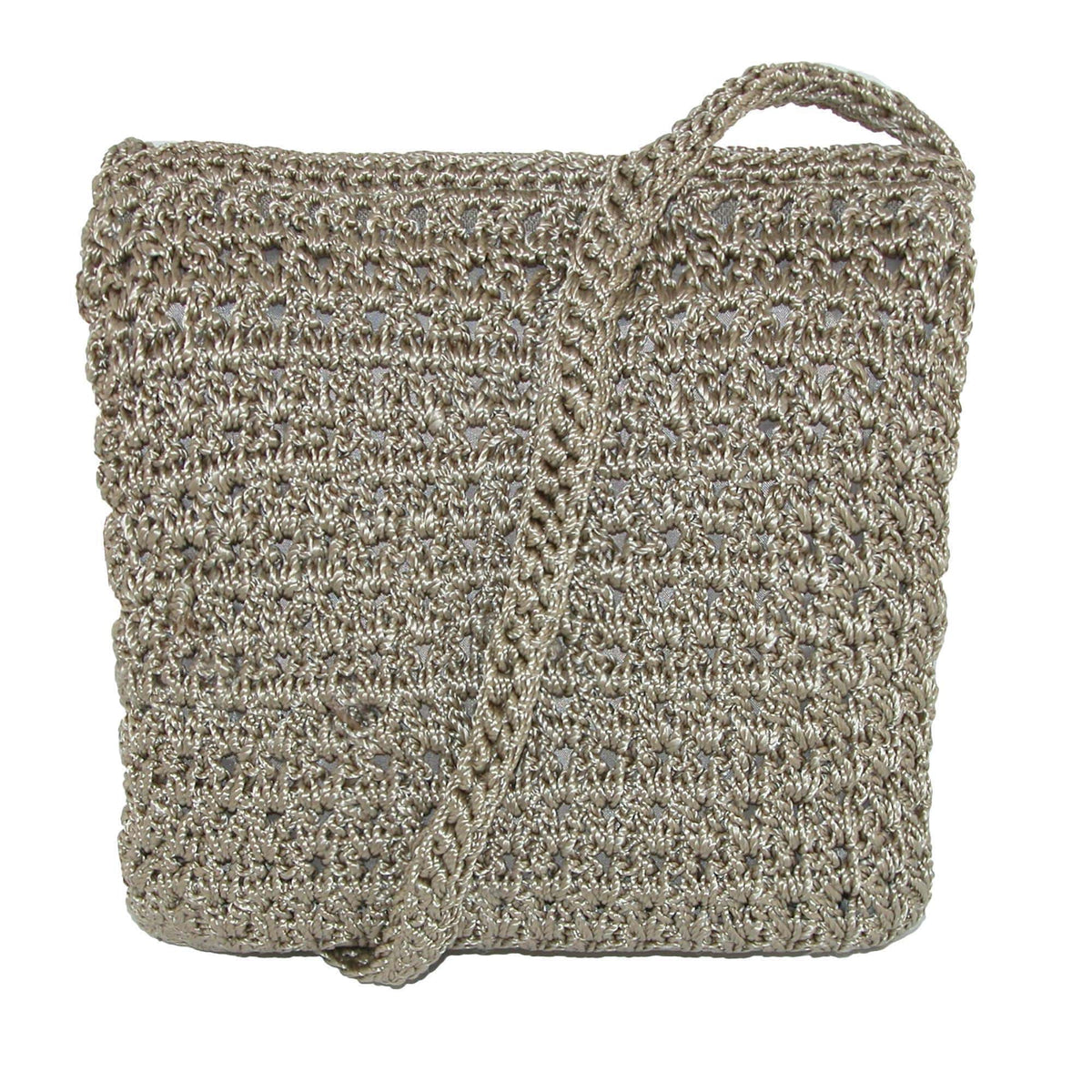 CTM® Women's Crochet Crossbody Handbag Boho Casual Shoulder Bag - Taupe