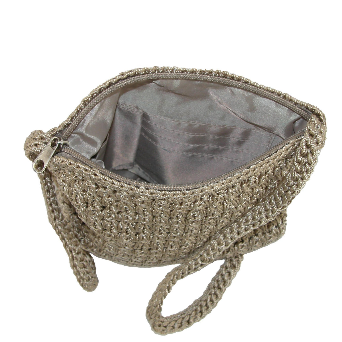 CTM® Women's Crochet Crossbody Handbag Boho Casual Shoulder Bag - Taupe
