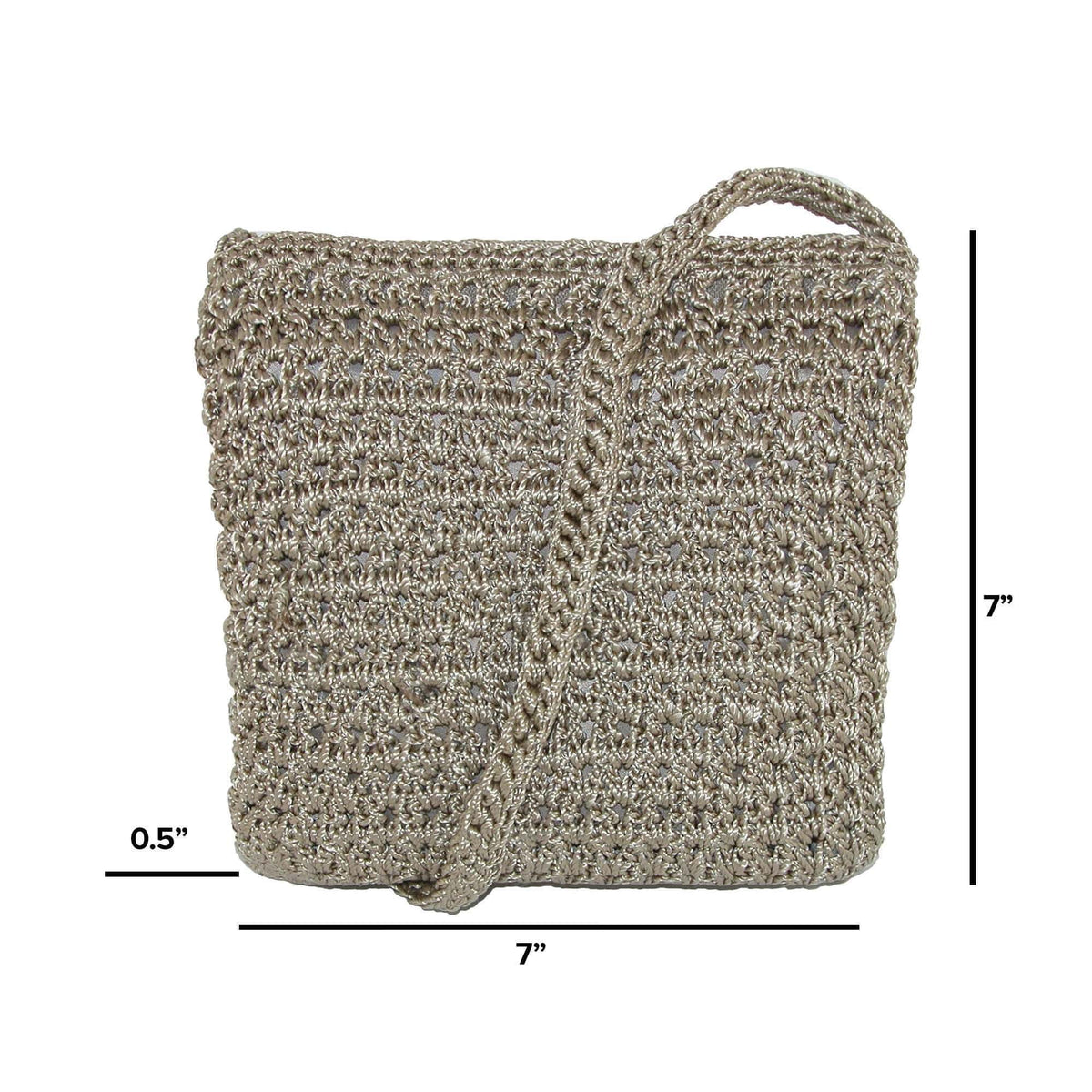 CTM® Women's Crochet Crossbody Handbag Boho Casual Shoulder Bag - Taupe