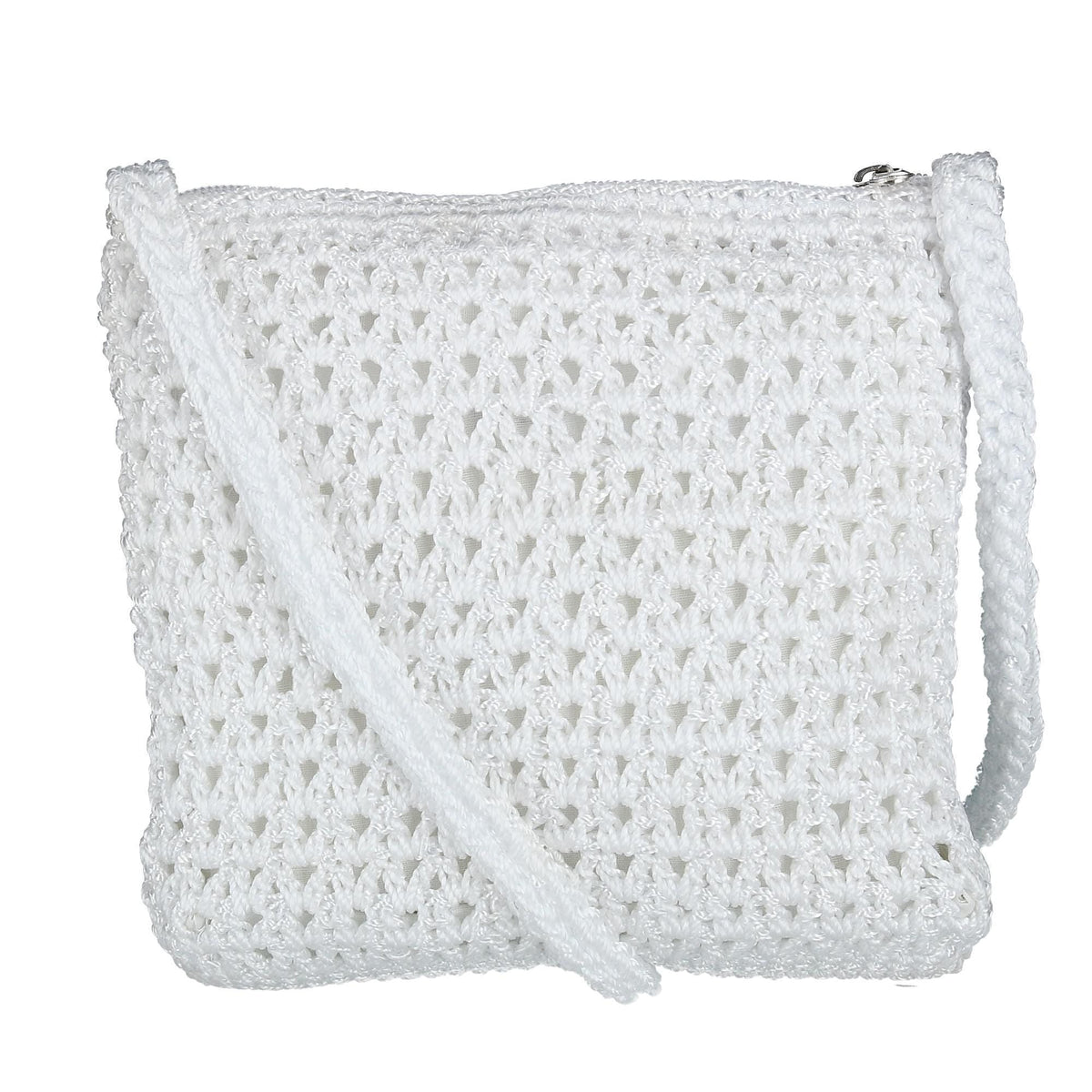CTM® Women's Crochet Crossbody Handbag Boho Casual Shoulder Bag - White