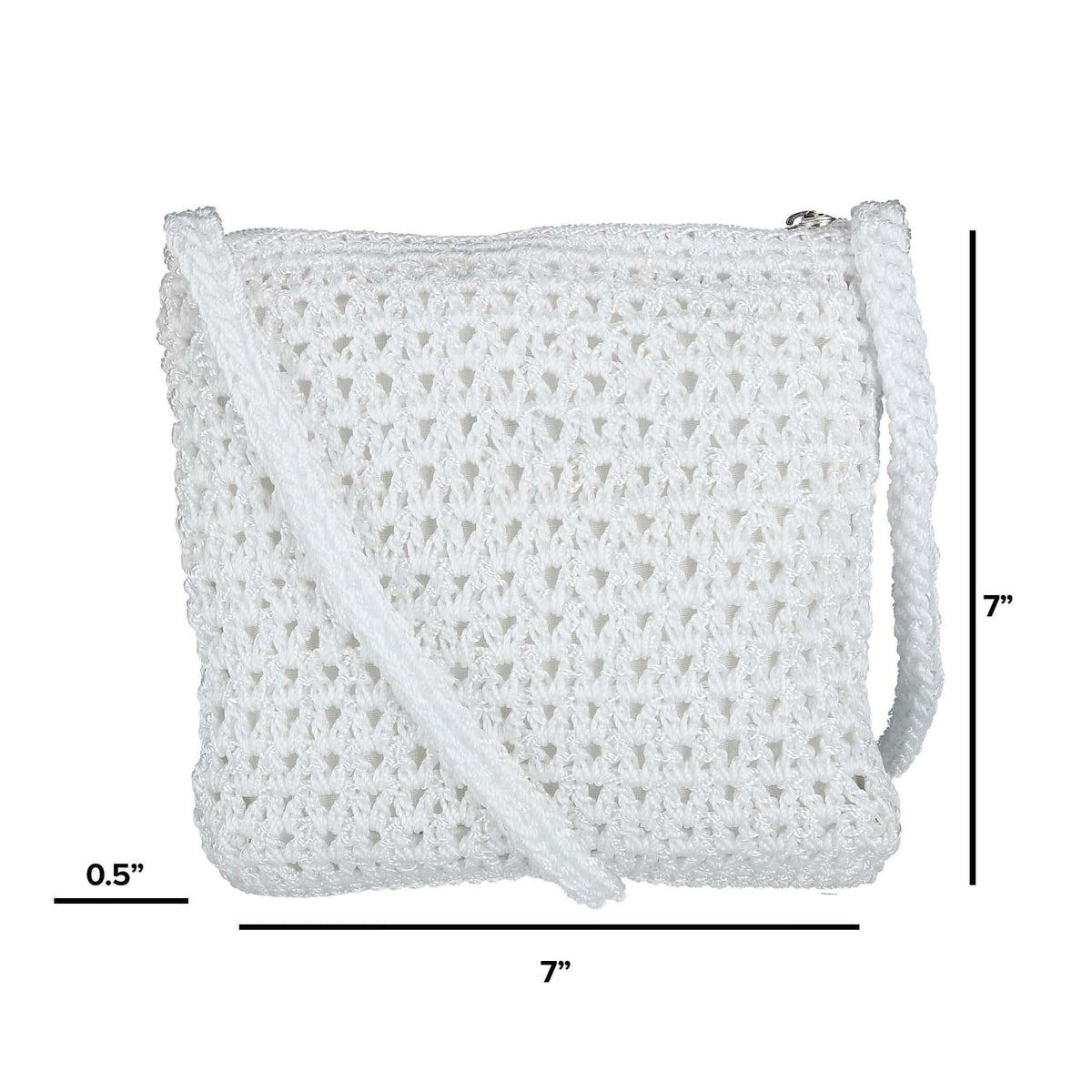 CTM® Women's Crochet Crossbody Handbag Boho Casual Shoulder Bag - White