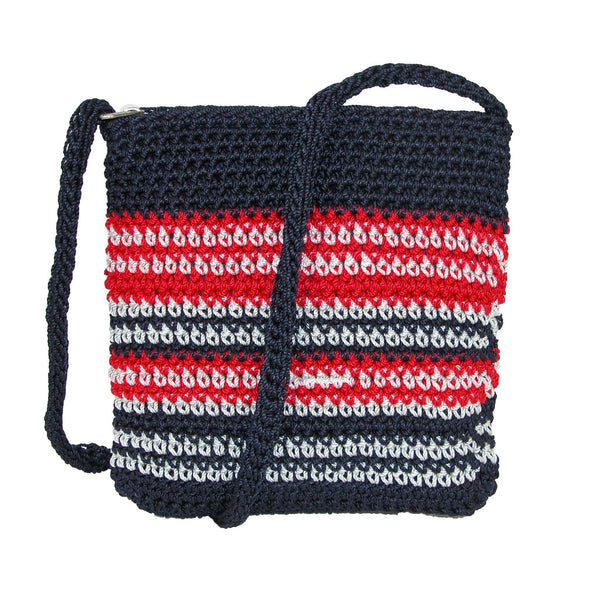 Striped Crochet Cross Body Handbag