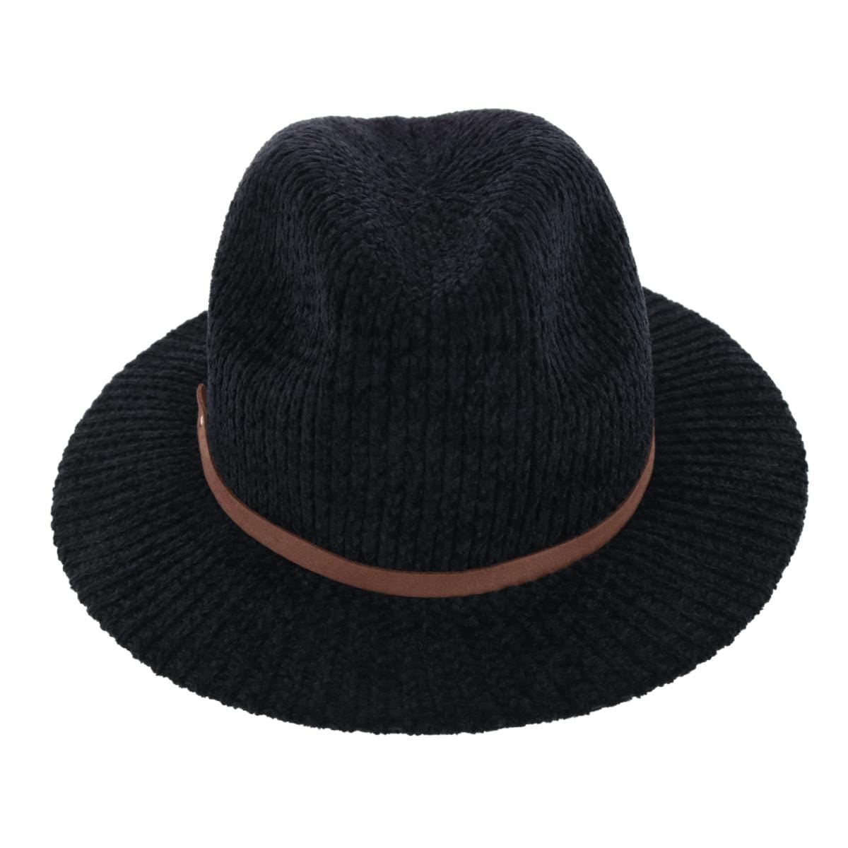CTM® Women's Chenille Ribbed Knit Fedora with Hatband - Women's Chenille Ribbed Knit Fedora with Hatband