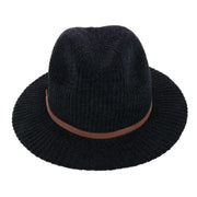 Women's Chenille Ribbed Knit Fedora with Hatband