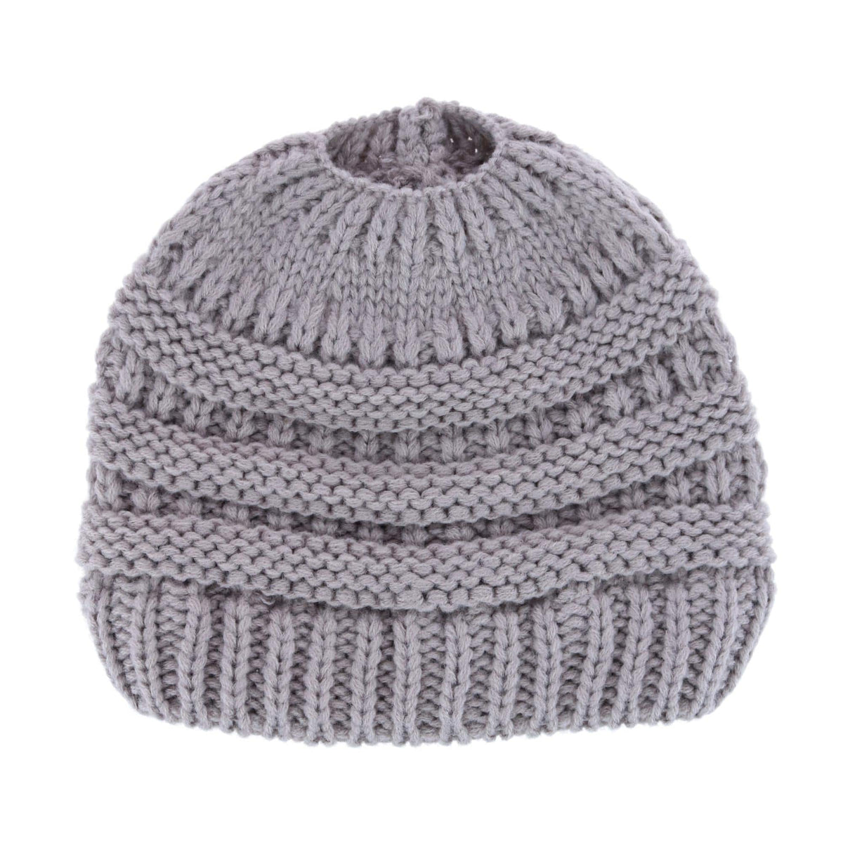 CTM® Women's Ponytail Winter Beanie Knit Hat - Gray