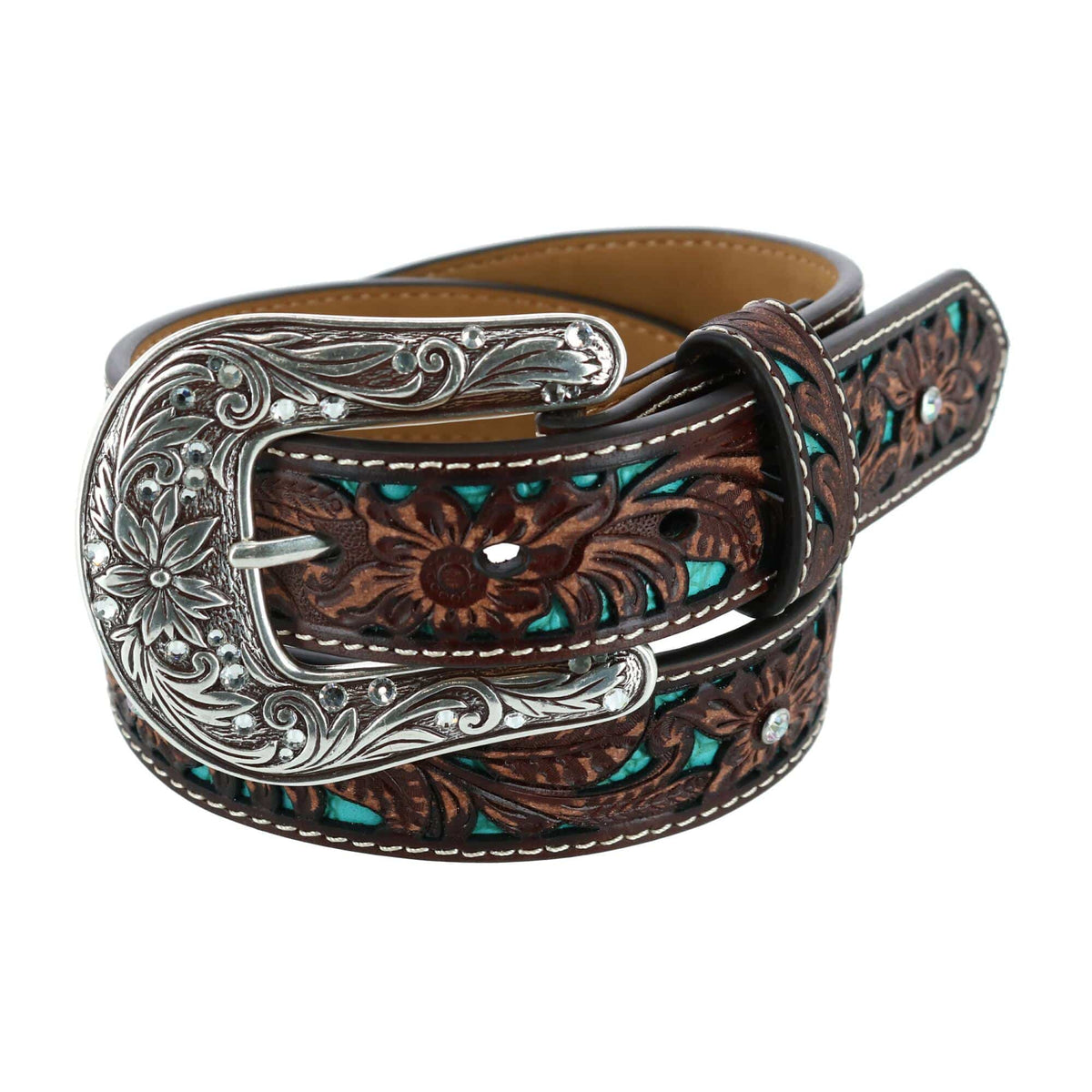 Ariat Girl's Western Belt with Turquoise Inlays - Girl's Western Belt with Turquoise Inlays