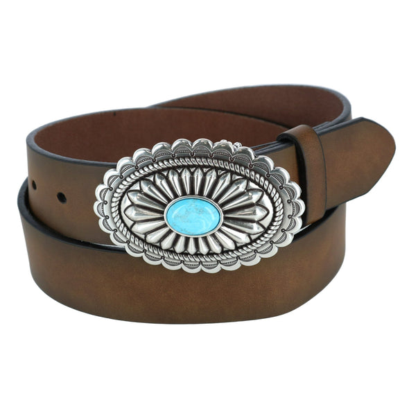 Women's Western Belt with Turquoise Buckle