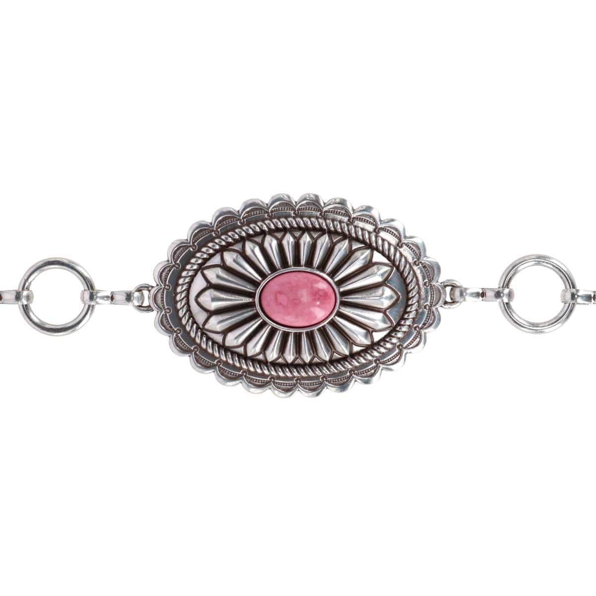 Ariat Women's Concho Chain Belt with Pink Inlays - Silver