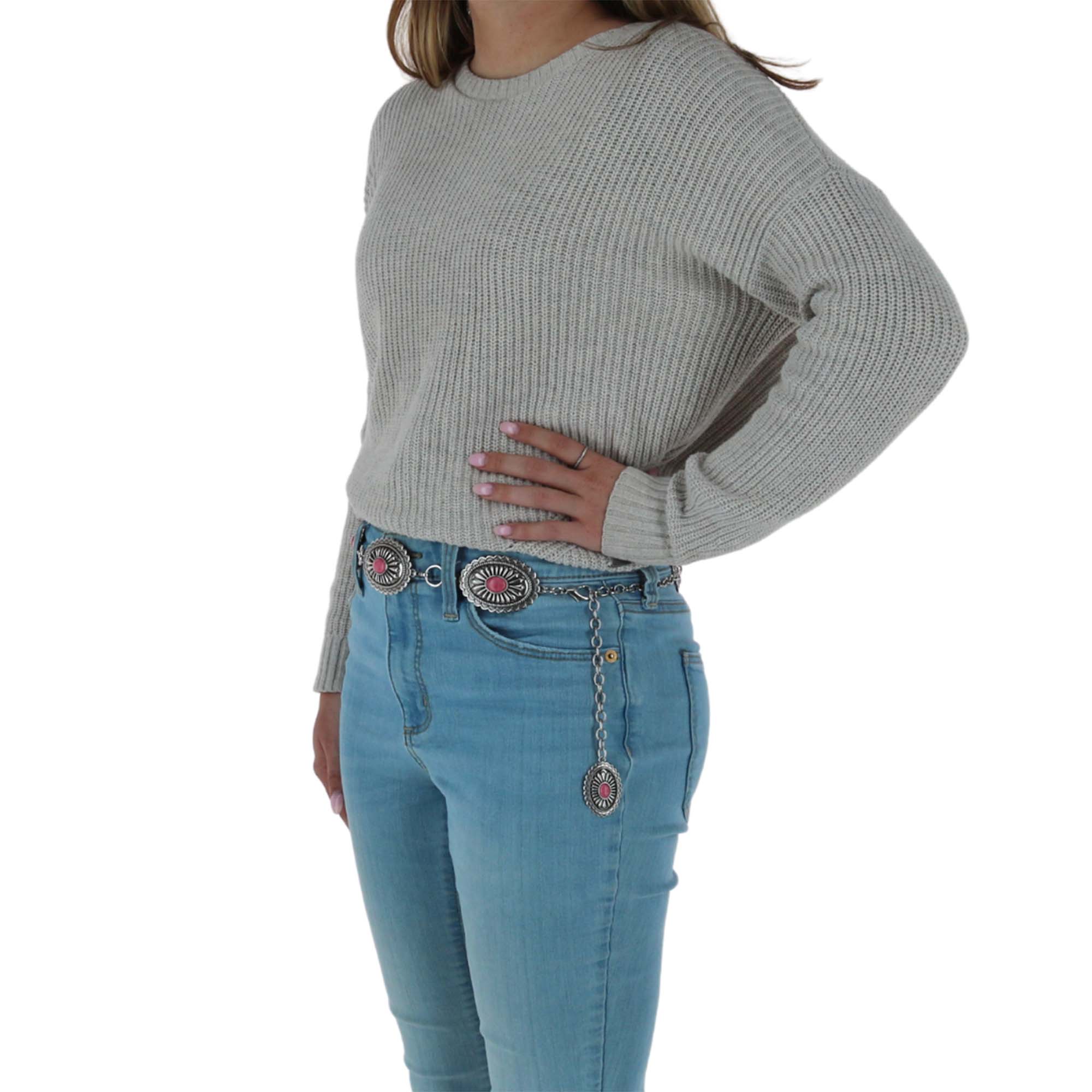 Women's Concho Chain Belt with Pink Inlays by Ariat Dress Belts