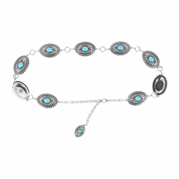 Women's Concho Chain Belt with Turquoise